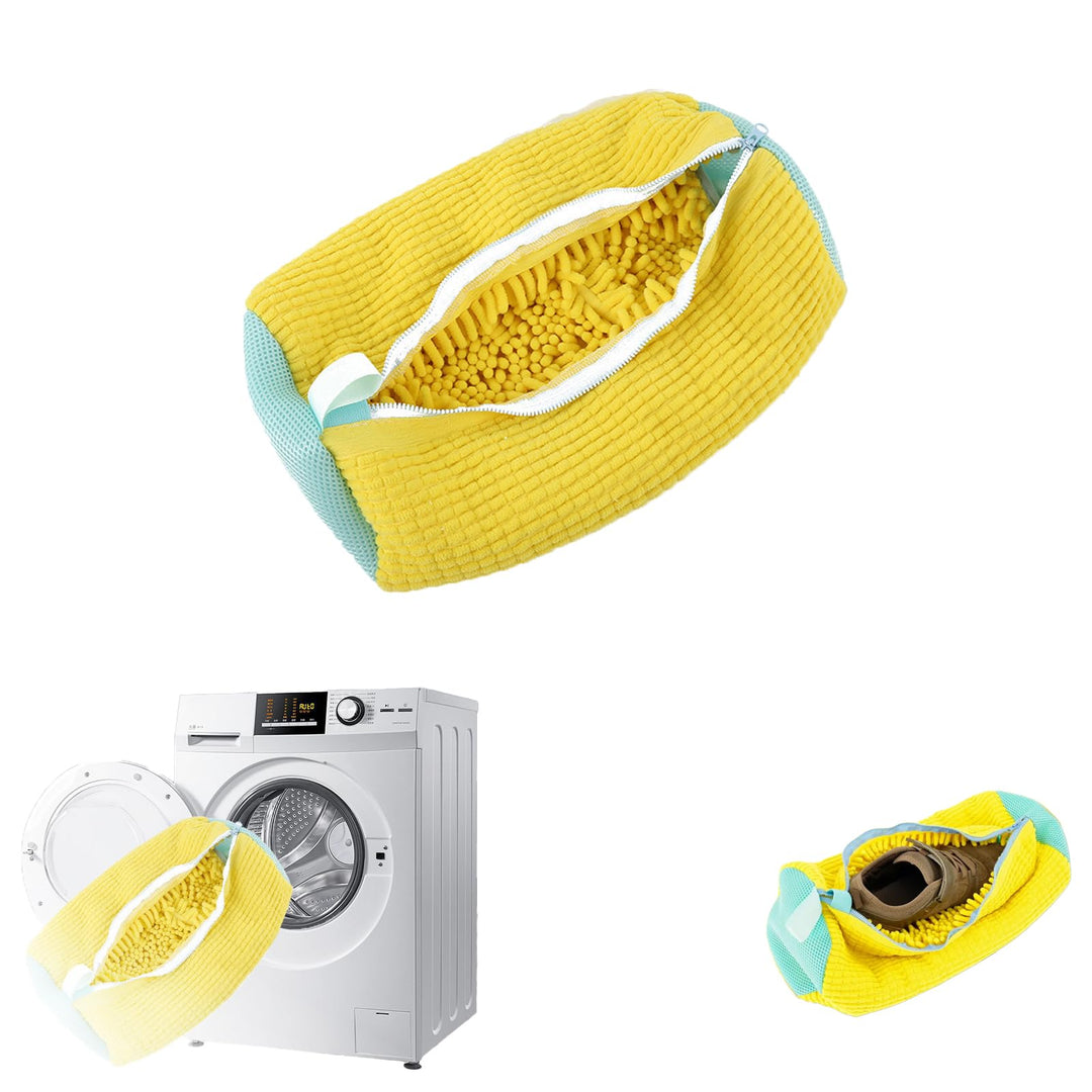 Detailaufnahme des strapazierfähigen Reißverschlusses am Schuhschutz-Wäschebeutel.