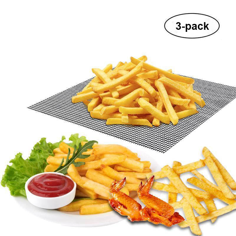 Schwarze, wiederverwendbare Antihaft-Grillmatte für ein fleckenfreies Grillvergnügen; ideal für BBQ, Outdoor & Camping.