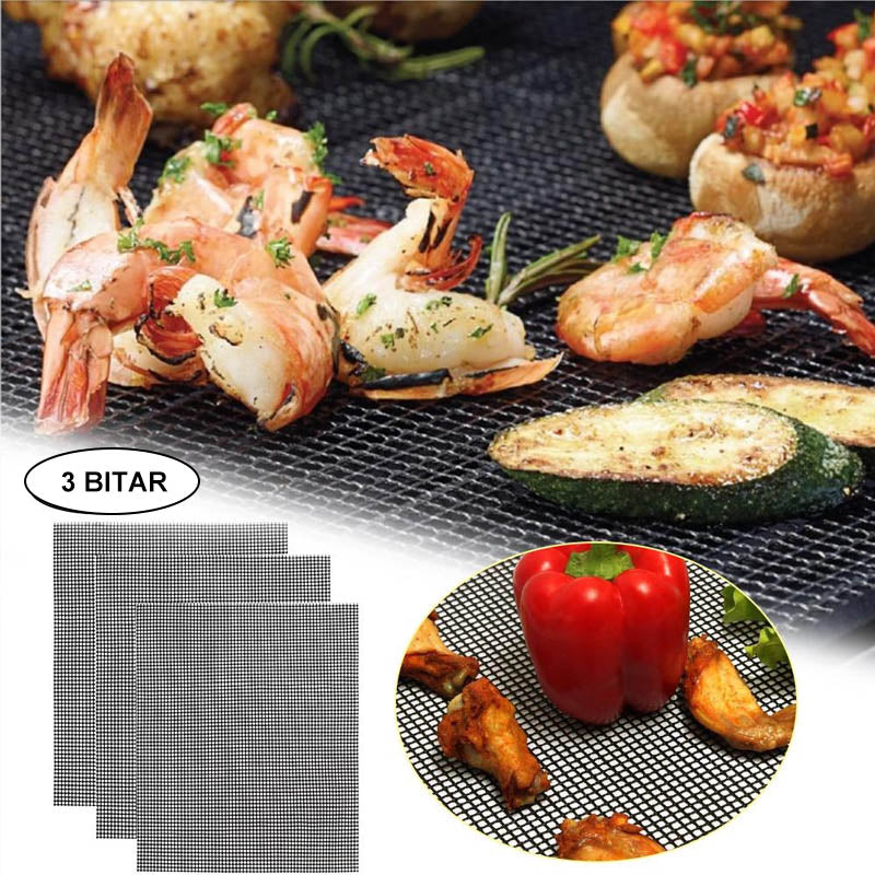 Robuste, wiederverwendbare Antihaft-Grillmatte als BBQ-Zubehör; ideal für sauberes Grillen auf Gas- oder Holzkohlegrills.