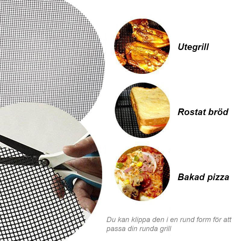 Set aus wiederverwendbaren Antihaft Grillmatten für alle Grillarten; verhindert Anhaften und erleichtert die Grillreinigung.
