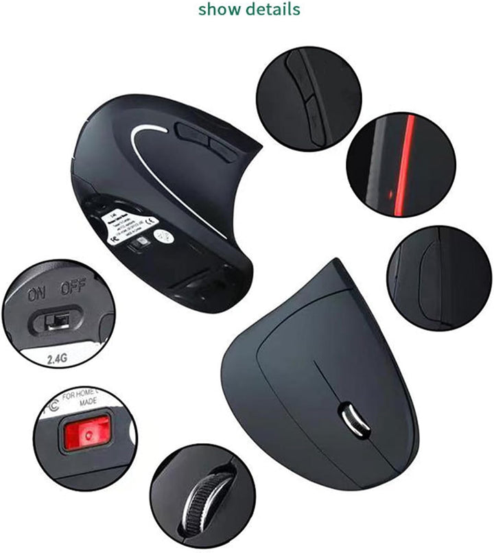 Die schwarze, ergonomische vertikale Maus Elvion bietet Komfort und gesunde Haltung beim Arbeiten.