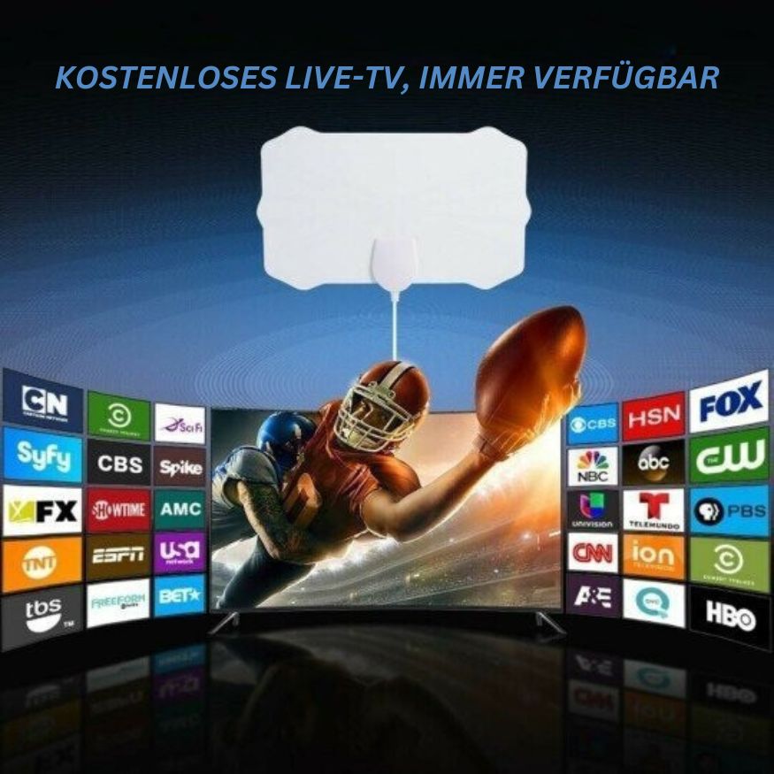 HDTV Antenne mit leistungsstarkem Verstärker für kostenloses digitales Fernsehen und empfangsstarke HD-Sender.