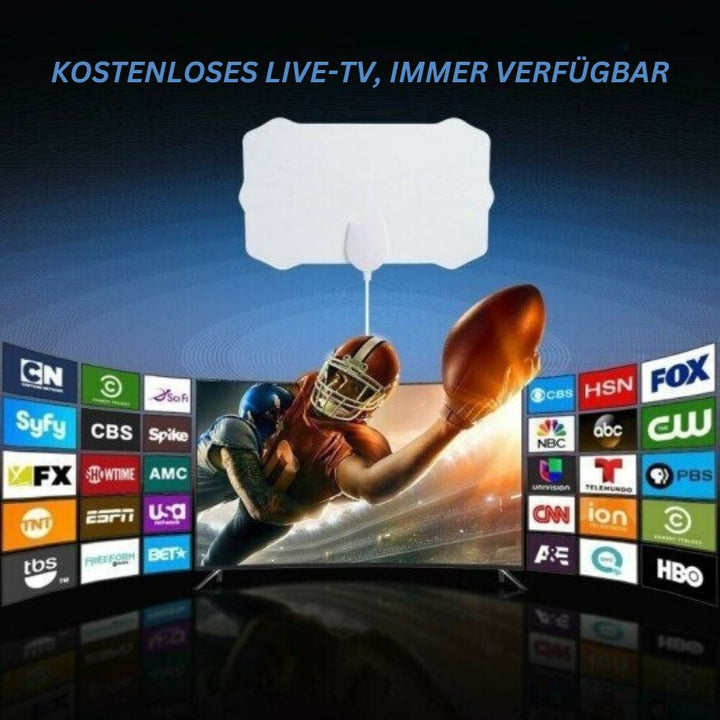 HDTV Antenne mit leistungsstarkem Verstärker für kostenloses digitales Fernsehen und empfangsstarke HD-Sender.