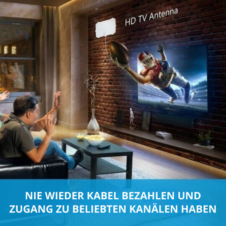 Leistungsstarke digitale Indoor HDTV Antenne für kristallklaren TV-Empfang von HD-Sendern ohne Kosten.