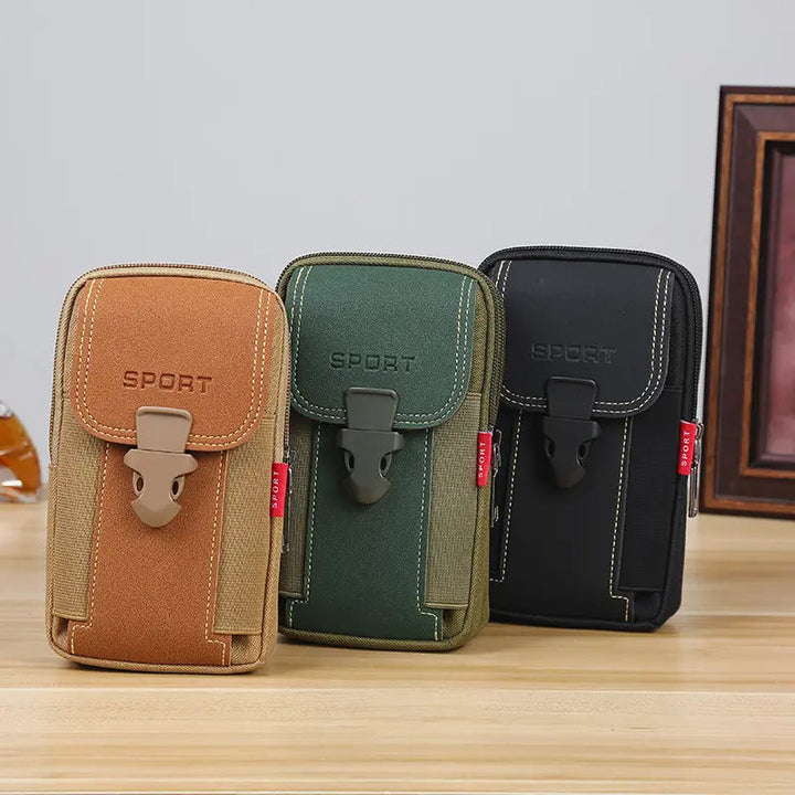Robuste Herren Gürtel-Handytasche, grün, wasserfest, sicherer Schutz für das Smartphone.