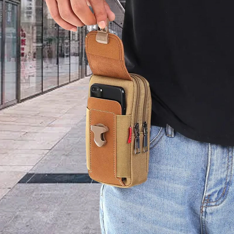 Grüne Canvas-Gürteltasche für Herren, sicher & stylisch, ideal für Outdoor und Sport.
