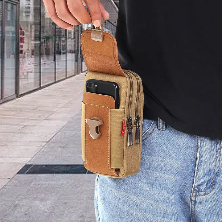 Grüne Canvas-Gürteltasche für Herren, sicher & stylisch, ideal für Outdoor und Sport.