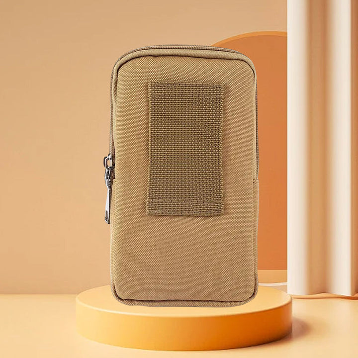 Praktische Herren Gürtel-Handytasche aus Canvas, Khaki, sicherer Begleiter für Outdoor & Alltag.