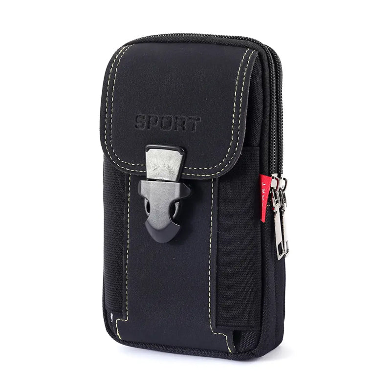 Grüne Multifunktionale Herrengürteltasche aus robustem Canvas, ideal für Outdoor-Aktivitäten.