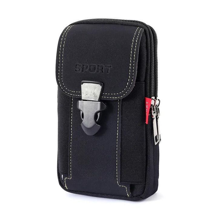 Grüne Multifunktionale Herrengürteltasche aus robustem Canvas, ideal für Outdoor-Aktivitäten.