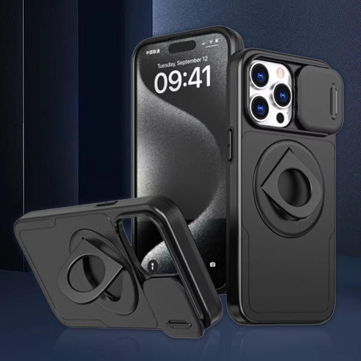 Robuste iPhone Schutzhülle in Blau mit MagSafe. Bietet stoßfesten Schutz, Ringständer und Kameraschutz. Militärstandard.