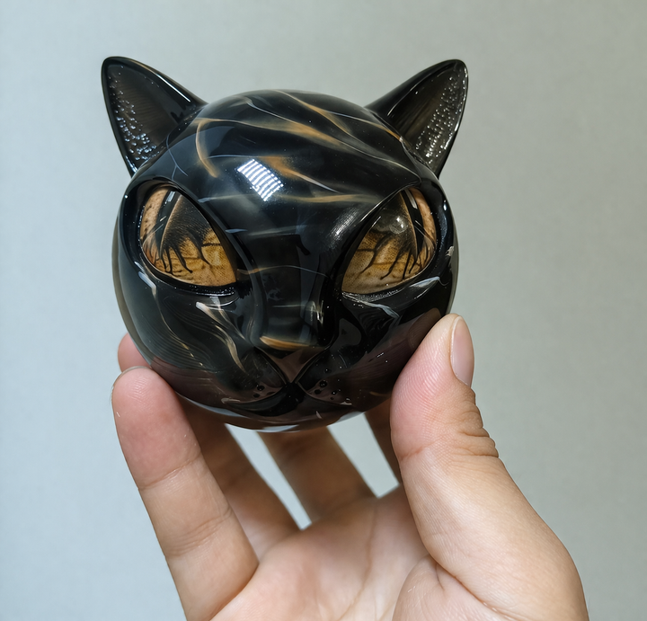 Mystische schwarze Katzenfigur, detailreich. Moderne Dekoration, tolles Geschenk.