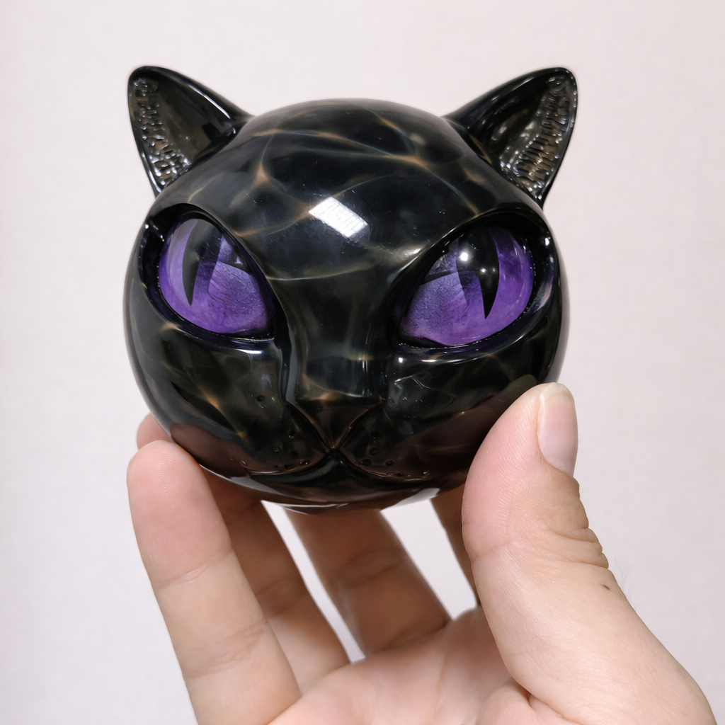 Moderne schwarze Katzenfigur, mystisch und elegant. Schöne Skulptur als Geschenkidee oder Deko.