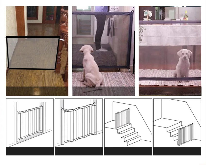 Verstellbare schwarze Sicherheitsbarriere, ausziehbar, ideal als Treppen- oder Türschutzgitter für Kinder & Haustiere.