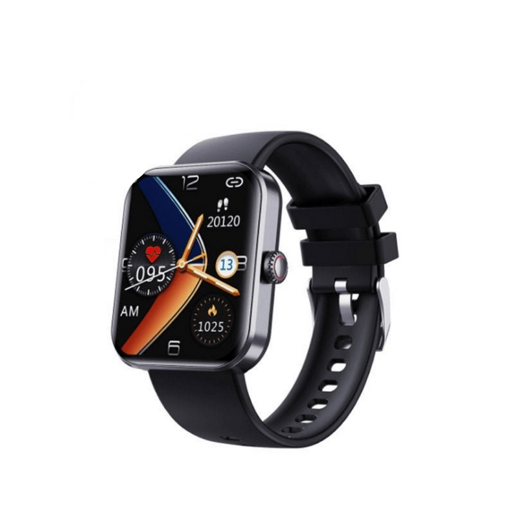 Schwarze Smartwatch: Präzise Blutzucker-Messung, Herzfrequenz- & Blutdruck-Überwachung für Ihre Gesundheit.