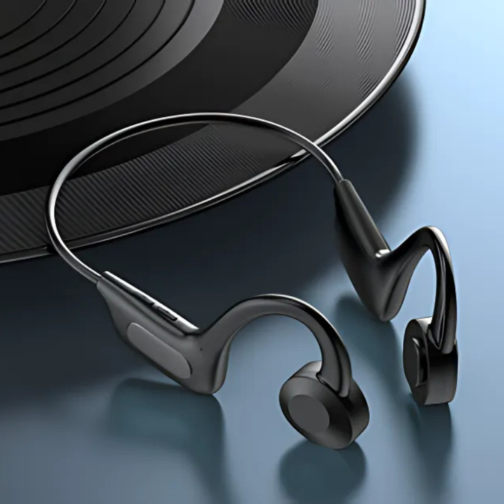 Unisex Knochenschall-Kopfhörer in Schwarz, leicht, ergonomisches Open-Ear Design für aktiven Lebensstil.