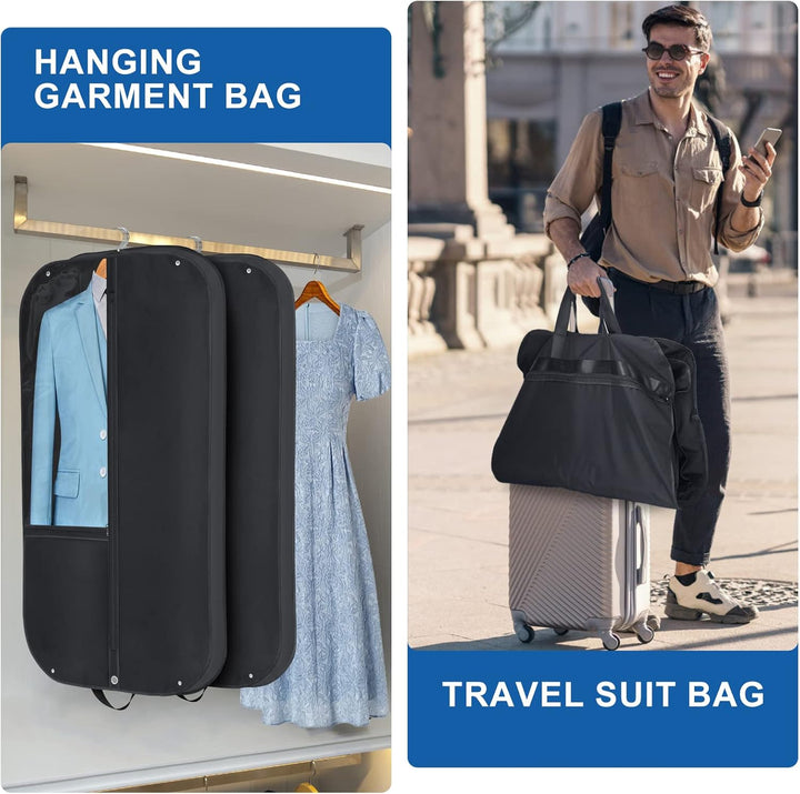 Knitterfreie Reisetasche/Anzughülle schwarz, wasserdicht. Perfekter Schutz für Ihre Kleidung auf Geschäfts- & Urlaubsreisen.