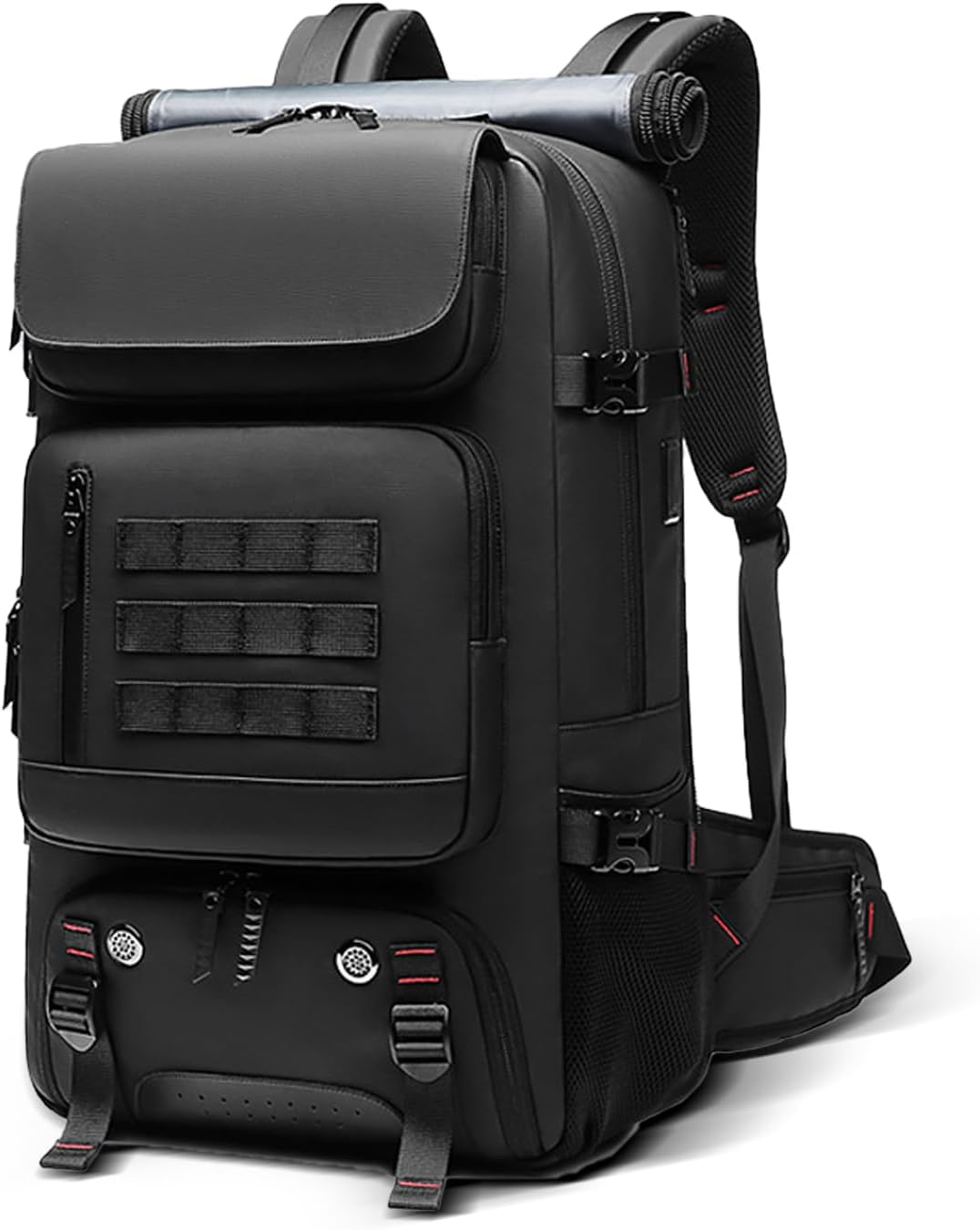 Schwarzer 50L wasserdichter Reiserucksack mit USB-Anschluss und Schuhfach, ideal für Outdoor & Reisen.