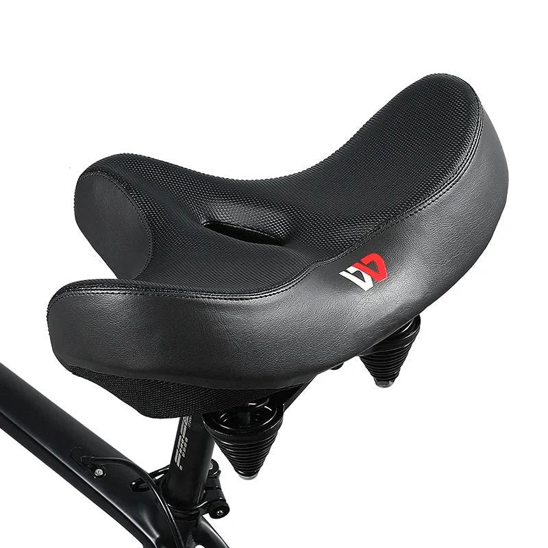 Schwarzer, bequemer Fahrradsattel mit Gelpolster für optimalen Fahrkomfort bei Damen und Herren.
