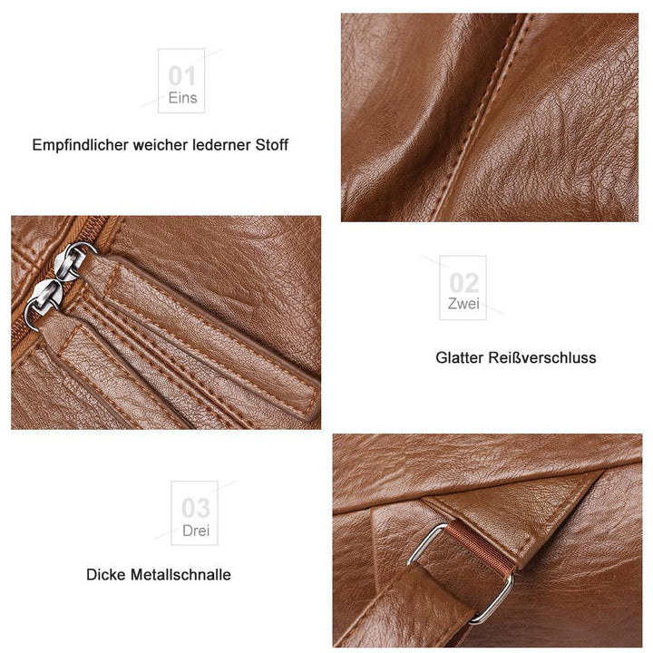 Robuster Lederrucksack für Damen, hochwertiges Leder, langlebig für täglichen Gebrauch und Abenteuer.