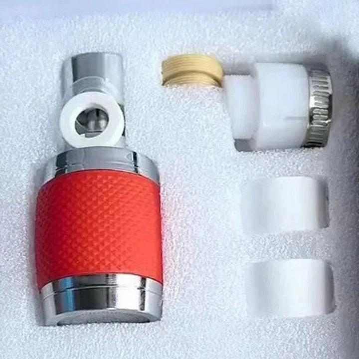 Drehbarer Hahnfilter für die Küche, Schwarz/Weiß/Rot, Spritzschutz, 360-Grad schwenkbar.