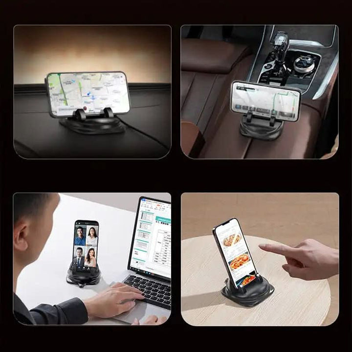 Robuster schwarzer Silikon-Handyhalter für alle Smartphones. Perfekt als Tisch-, Auto- oder Büro-Smartphonehalterung.