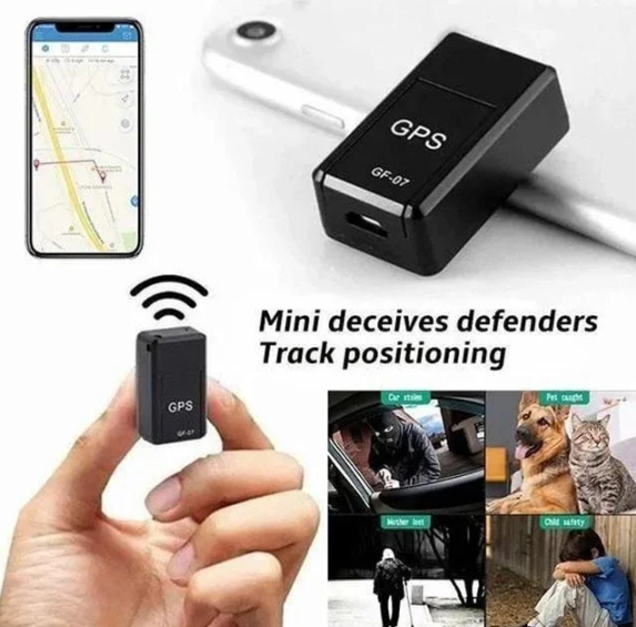 Leistungsstarker schwarzer Mini GPS Tracker mit Magnet. Weltweite Echtzeit-Ortung und Diebstahlschutz.