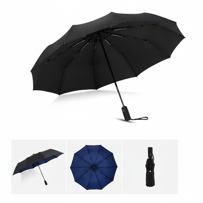 Dunkelroter RAINFORCE Sturmregenschirm, automatisch öffnend, bietet höchsten Windschutz auf Reisen.