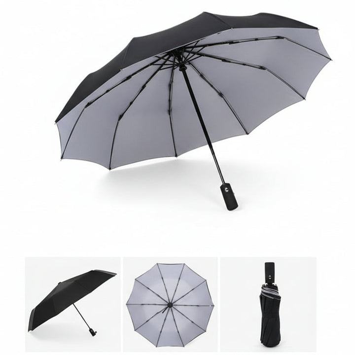 Blauer RAINFORCE Pendler-Regenschirm, automatisch und sturmfest, unverzichtbar für unterwegs.