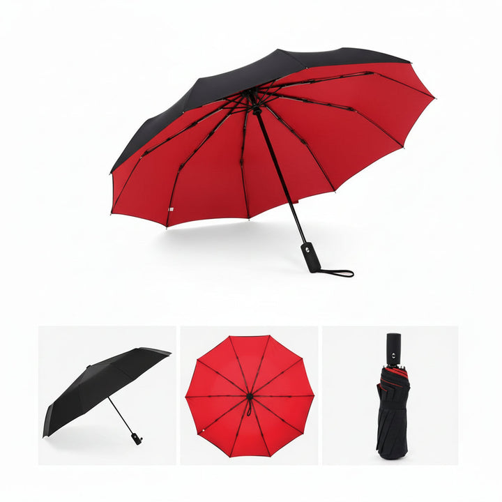 Grauer RAINFORCE Automatik-Regenschirm, windfest und robust, ideal für den täglichen Gebrauch.