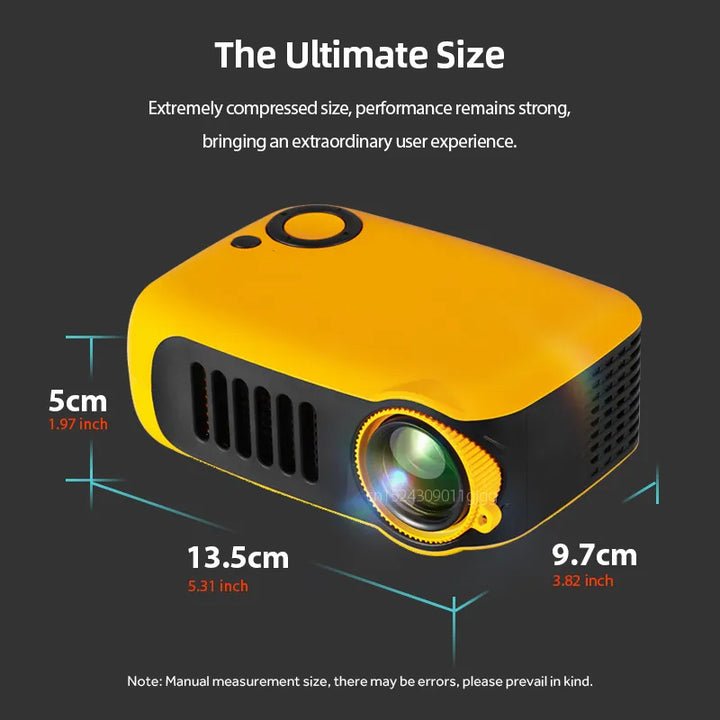 Gelber Mini-Beamer, ein cooles Gadget für Multimedia-Projektionen. Erlebe Filme & Gaming in HD-Qualität.