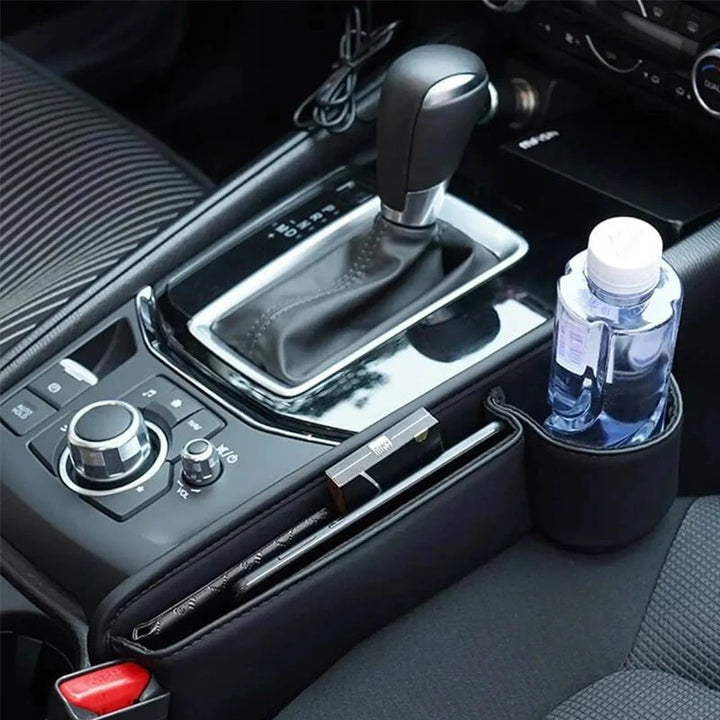 Universeller Auto Organizer Schwarz, Leder-Optik; schafft Ordnung & zusätzlichen Platz im Auto.