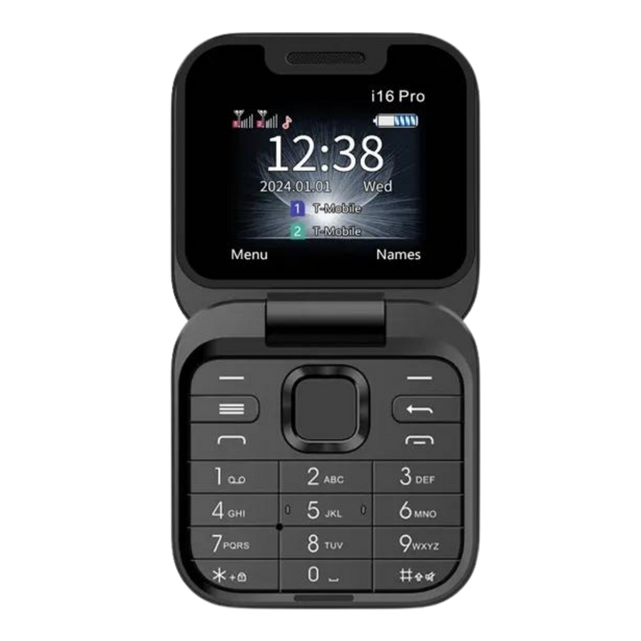 Rückansicht: Lila Klapphandy mit Kamera, Dual-SIM, ideal als Zweithandy.