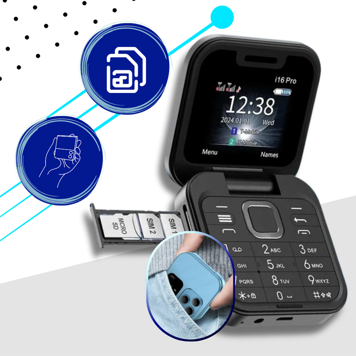 Kompaktes lila 2G Mobiltelefon mit HD-Kamera und Musikplayer.