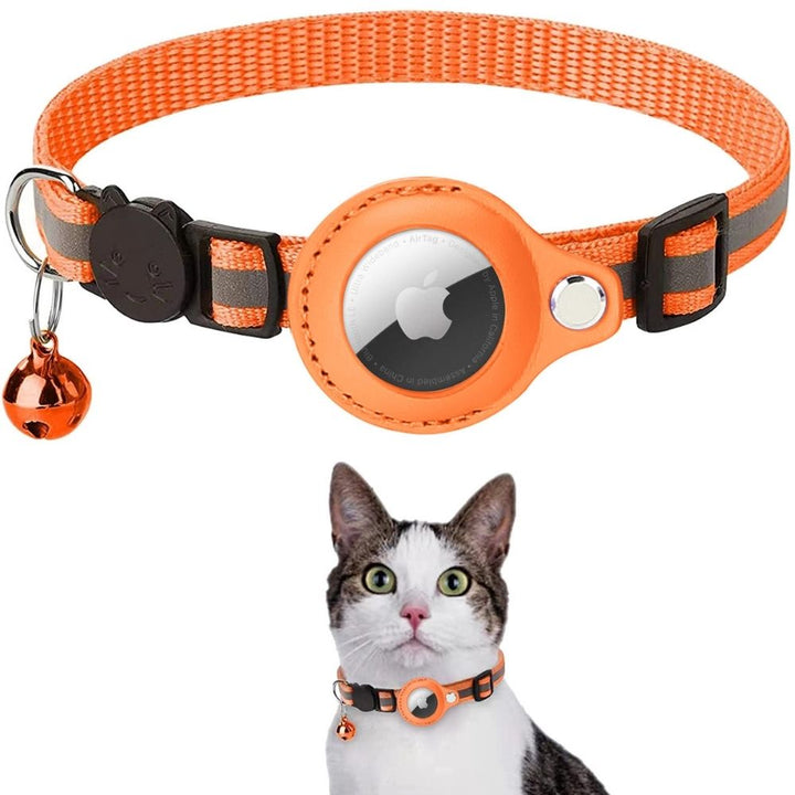 Schwarzes Katzenhalsband Milo, reflektierend, mit GPS-Halterung und Sicherheitsverschluss für alle Katzen.