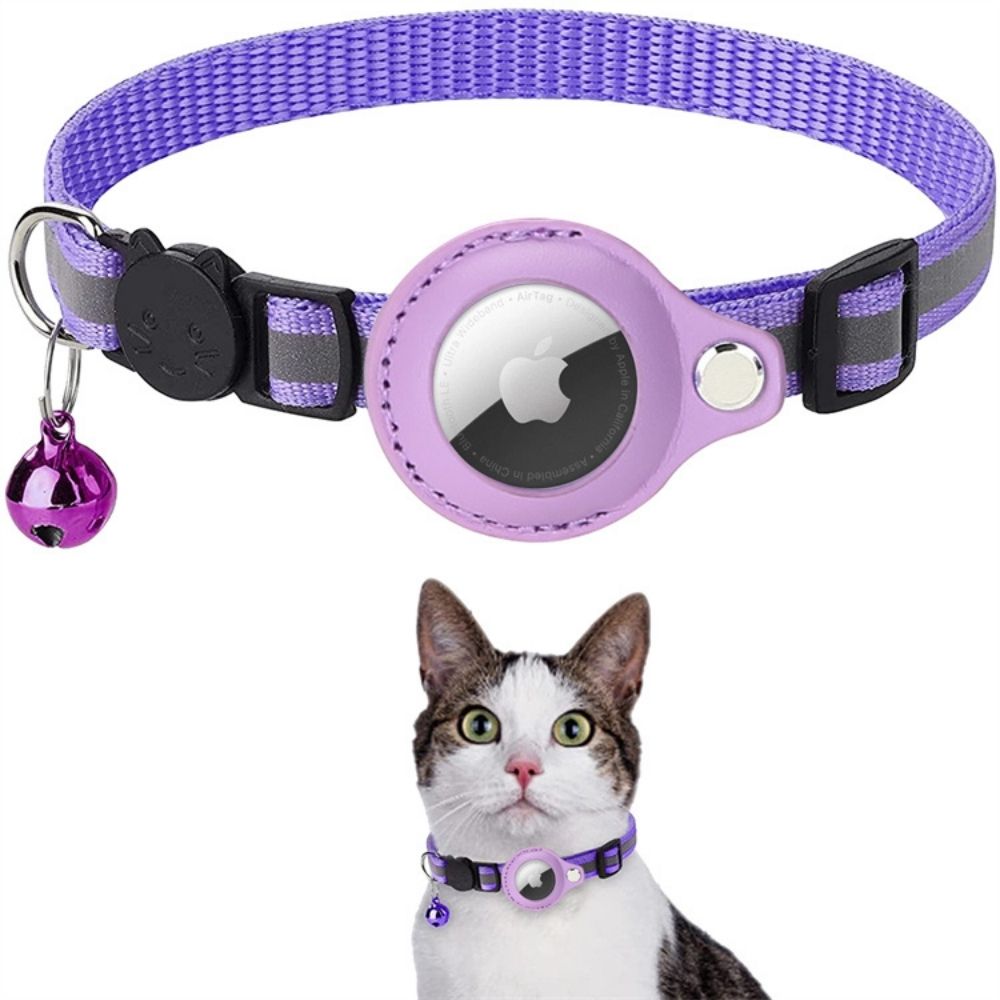 Katzenzubehör: reflektierendes Halsband mit GPS-Halterung und Sicherheitsverschluss, für sorgenfreie Katzen.