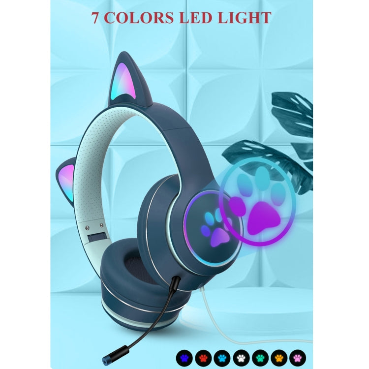 Unisex Gaming Headset in Schwarz mit LED-Katzenohren und Mikrofon, optimiert für Gaming-Sound und Online-Kommunikation.