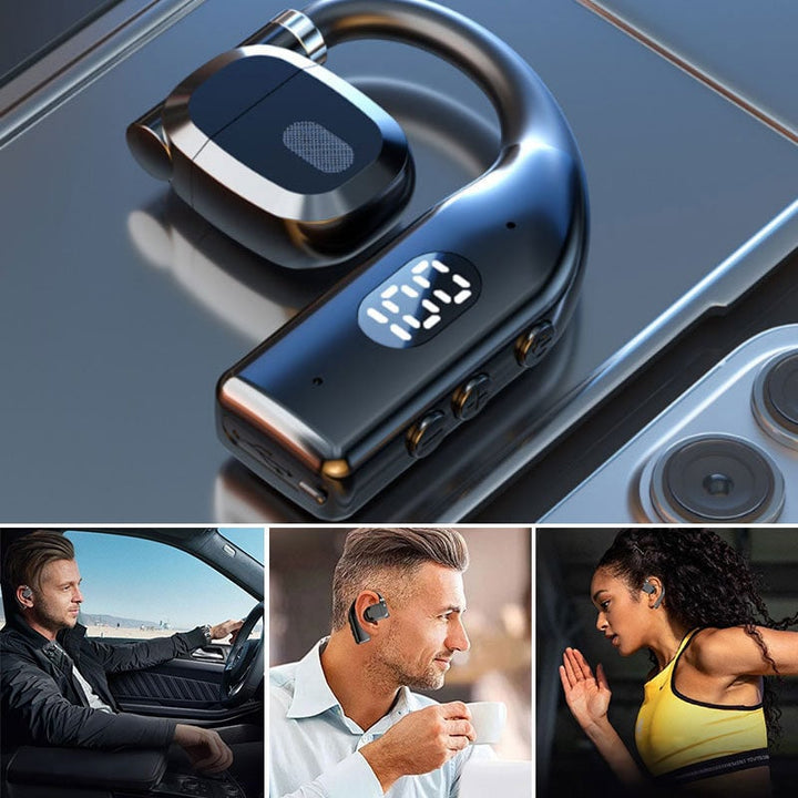 Modernes Open-Ear Design Headset, beige, leicht & komfortabel für lange Tragezeiten.