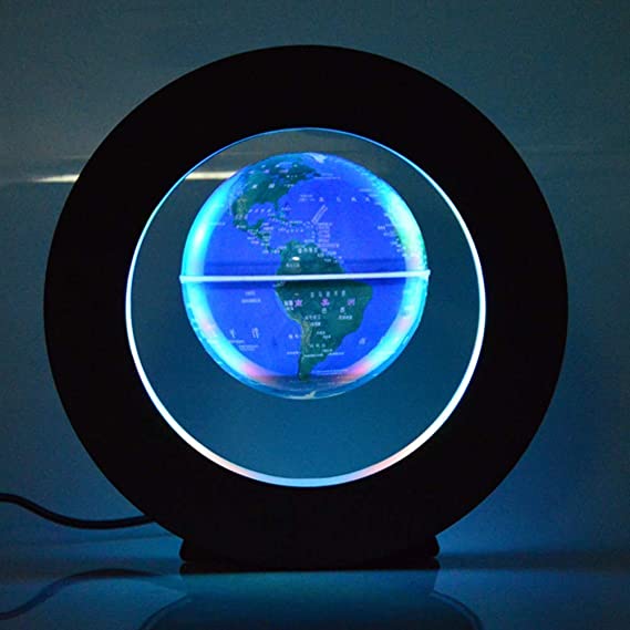 Magnetisch schwebende Globuslampe mit integrierter LED-Beleuchtung, ideal als stilvolle Deko oder Nachtlicht.