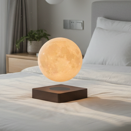 Schwebende MOONFLOAT Mondlampe mit LED Tischleuchte und Farbwechsel für modernes Zuhause, magnetisch schwebend.