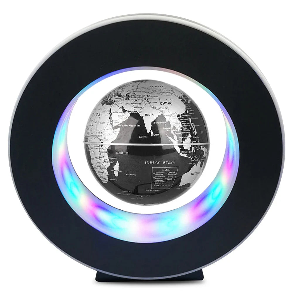 Magnetisch schwebender Globus mit farbiger LED-Beleuchtung, innovative Dekoration für jeden Raum und Anlass.