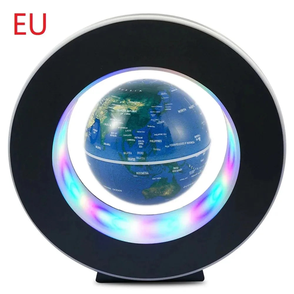 High-Tech LED-Globus mit magnetischer Levitation, ein innovatives Gadget und moderne Schreibtisch-Deko für Büros.