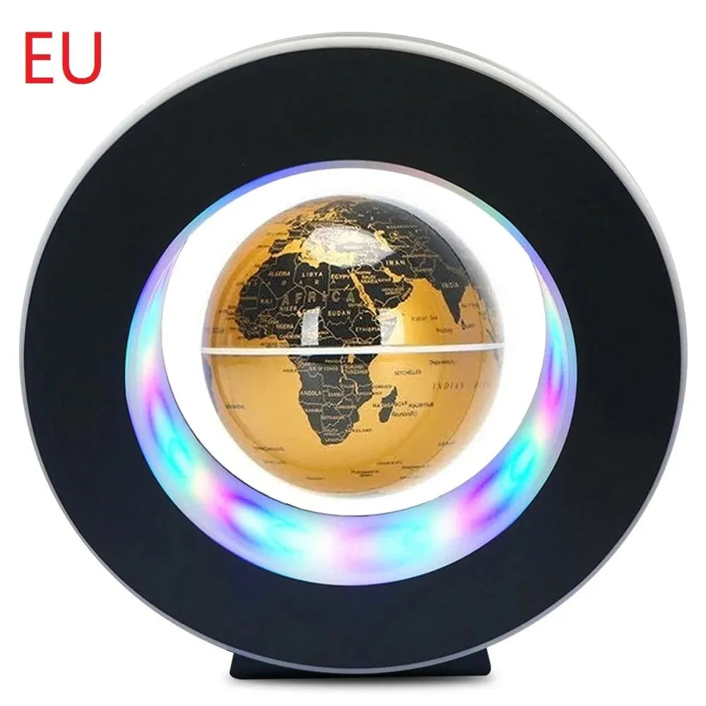 Stylischer schwebender Globus mit Weltkarte, LED-Beleuchtung und magnetischer Levitation für Ihr Zuhause oder Büro.