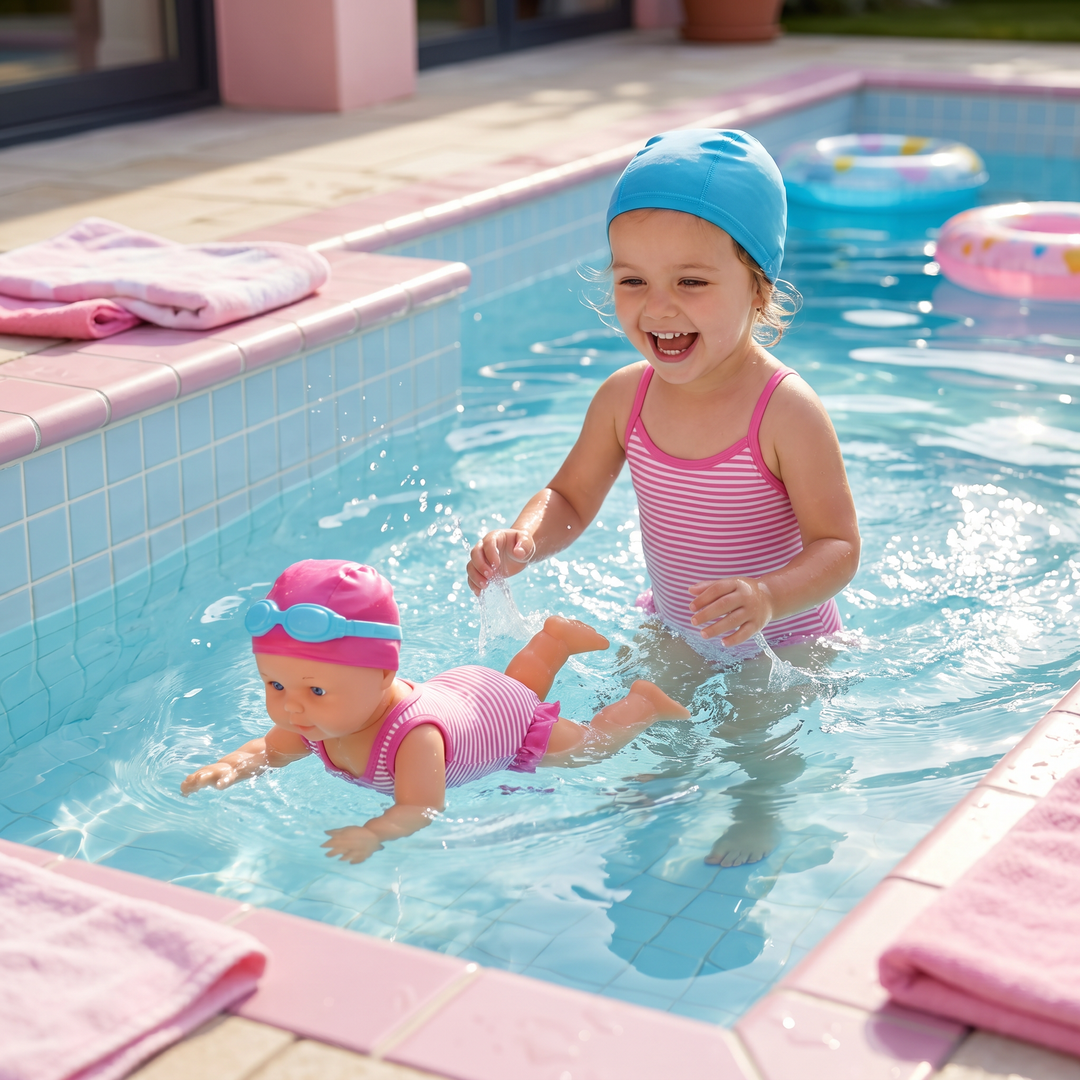 Schwimmende Baby Puppe, wasserdichtes elektrisches Poolspielzeug für Kinder zum Planschen.