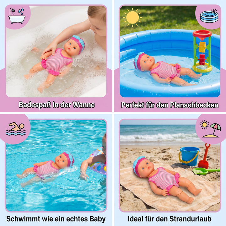 Wasserdichte elektrische Baby Puppe, Lern- & Wasserspielzeug, ideales Kindergeschenk.
