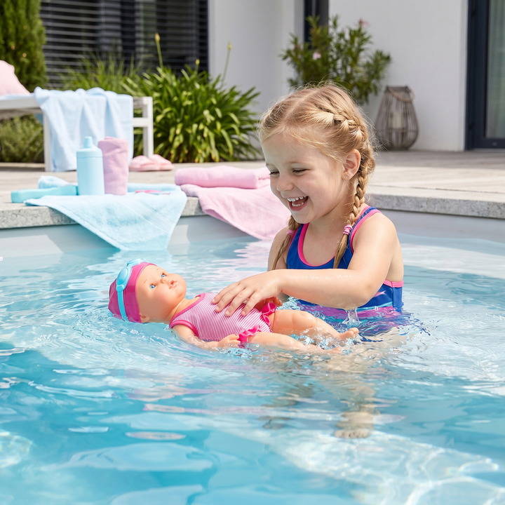 Aktive schwimmende Baby Puppe, elektrisches Wasserspielzeug für Badespaß & Motorik-Training.