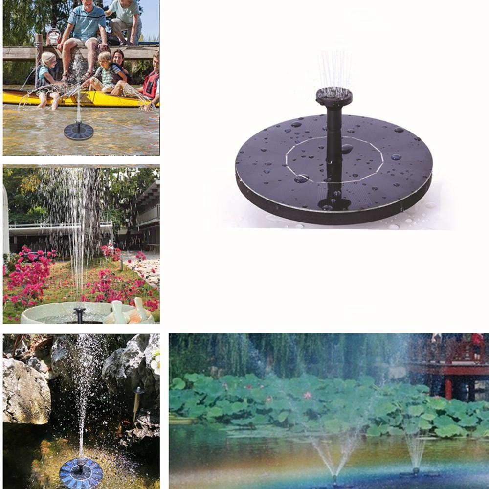 Solarbetriebener schwimmender Springbrunnen als Garten-Deko im Teich. Umweltfreundliches Wasserelement.