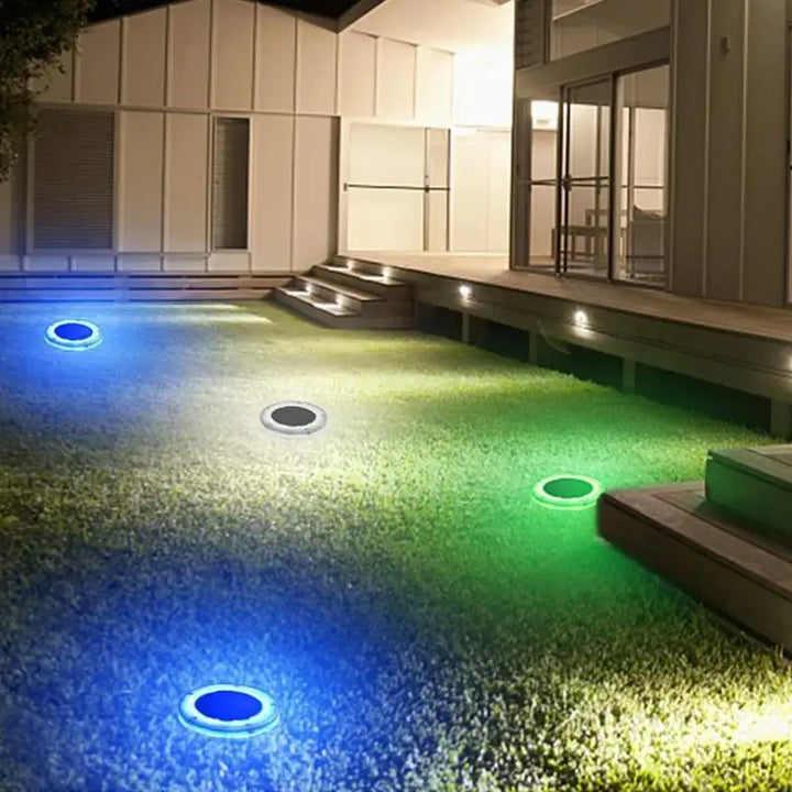 Wasserdichte Solarlampe für Garten, Teich und Außenbereiche, kabellose LED-Dekoration bei Nacht.