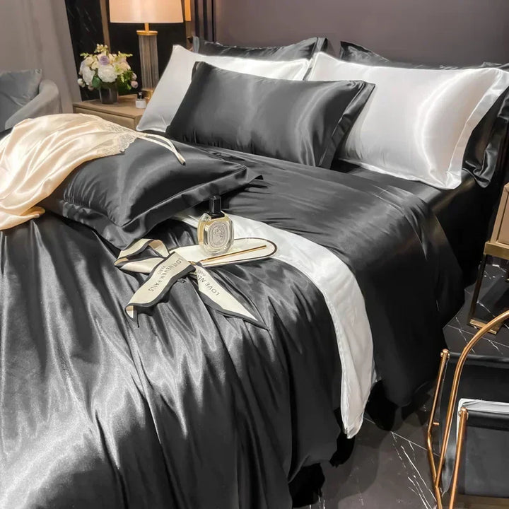Temperaturregulierendes Seiden-Bettwäsche Set. Reine Seide für optimalen Schlafkomfort im Schlafzimmer.