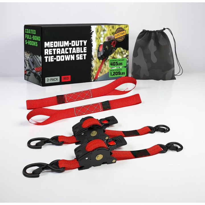 Set selbstaufrollende Zurrgurte, Schwerlastgurte für professionelle Ladungsfixierung und Transportzubehör.